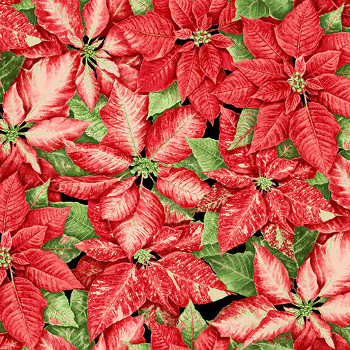 Henry Glass - Holiday Botanical - Packed Poinsettias, Red