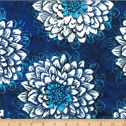 Hoffman California - Bali Batik 2025 - Large Dahlia, Navy