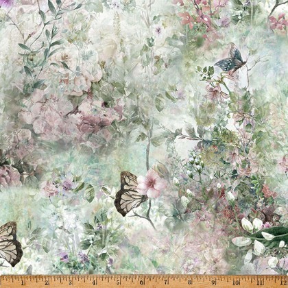 Hoffman California - Blush Garden - Floral & Butterflies, Mariposa