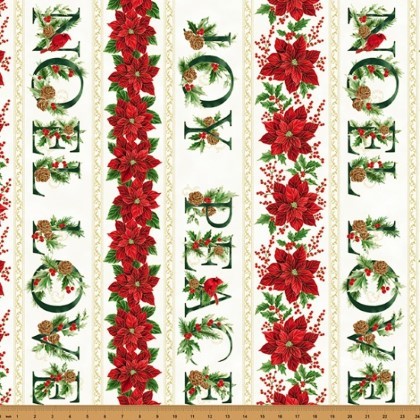 Hoffman California - Christmas Splendor - Holiday Words, Natural/Gold