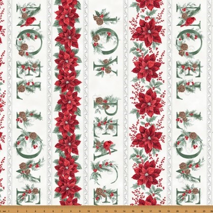 Hoffman California - Christmas Splendor - Holiday Words, Winter Cherry/Silver