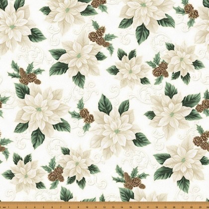 Hoffman California - Christmas Splendor - Poinsettia, Ivory/Gold