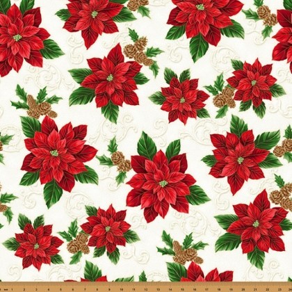 Hoffman California - Christmas Splendor - Poinsettia, Natural/Gold