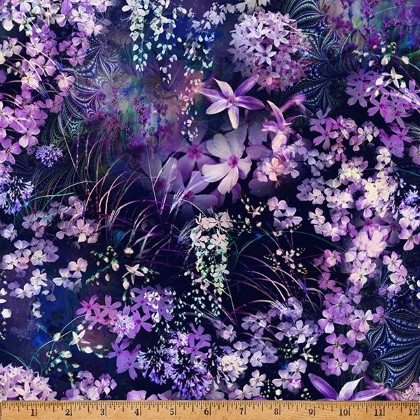 Hoffman California - Jewel Depths - Mixed Florals, Purple