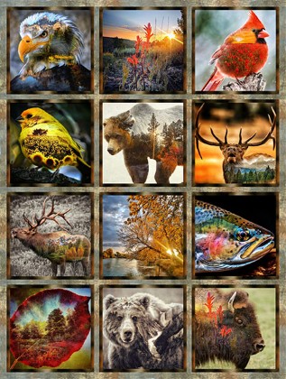 Hoffman California - Nature Woven - 44' x 57” Animal Block Panel, Earth