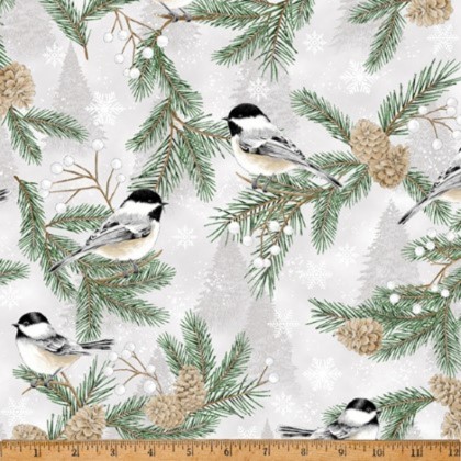 Hoffman California - Winter's Eve - Chickadees, Frost/Silver