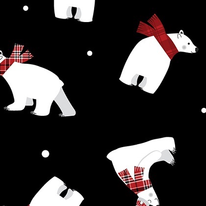 Kanvas Studio - Winter Comfort Flannel - Polar Bear Fun, Black