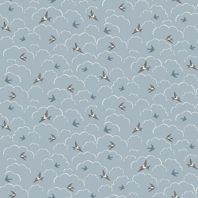 Makower - Heather and Sage - Swallows, Blue