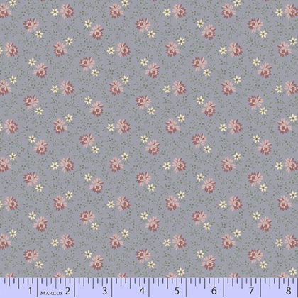 Marcus Fabrics - For Rosa - Small Pink Flowers, Medium Blue