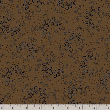 Marcus Fabrics - Indigo Neutrals - Dotted Curls, Brown