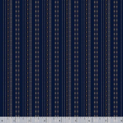 Marcus Fabrics - Indigo Neutrals - Stripe, Navy