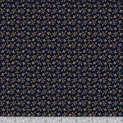 Marcus Fabrics - Indigo Neutrals - Tossed Leaves, Navy