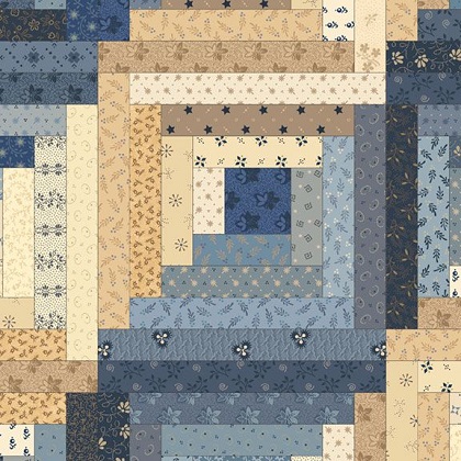 Marcus Fabrics - Pam's Cabin - Log Cabin Cheaters Quilt, Blue