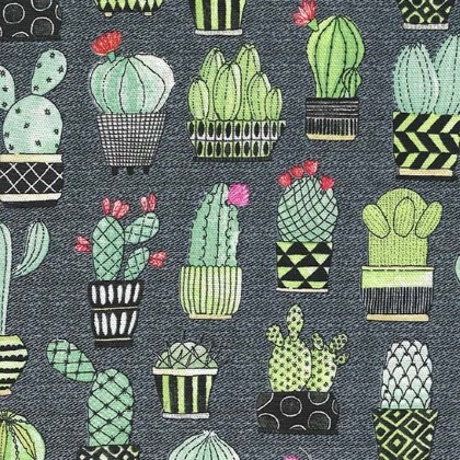 Michael Miller - Duck Cloth - Cactus Hoedown, Gray