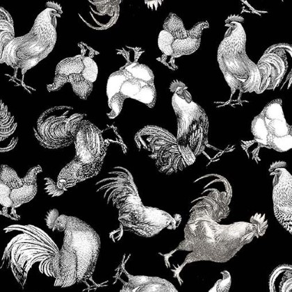 Michael Miller - Early To Rise - Free Range Toile, Black