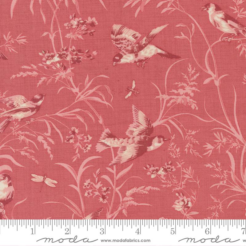 Moda - Antoinette - Aviary De Trianon Floral, Faded Red