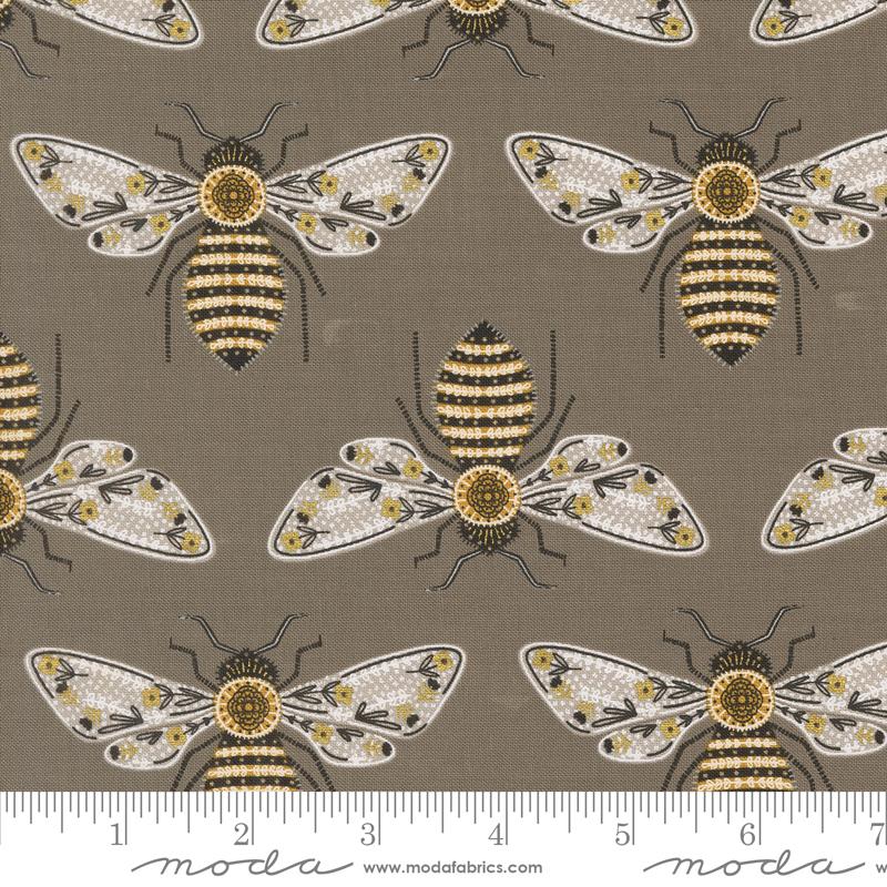 Moda - Bee Garden - Bumblebee, Metallic Slate