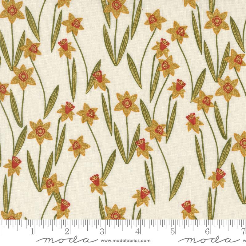 Moda - Bee Garden - Darling Daffodils, Metallic Porcelain