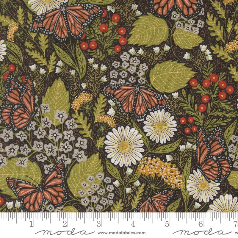 Moda - Bee Garden - Summer Butterfly, Metallic Black