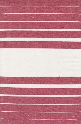 Moda - Enamoured Toweling - 18' Hemmed Edge - Center Wide White Stripe, Red