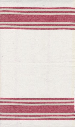 Moda - Enamoured Toweling - 18' Hemmed Edge - Red Stripe, White