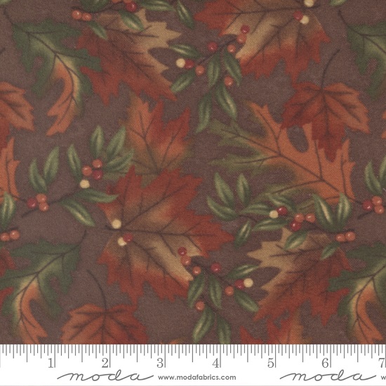 Moda - Fall Melody Flannel - Autumn Leaves, Brown