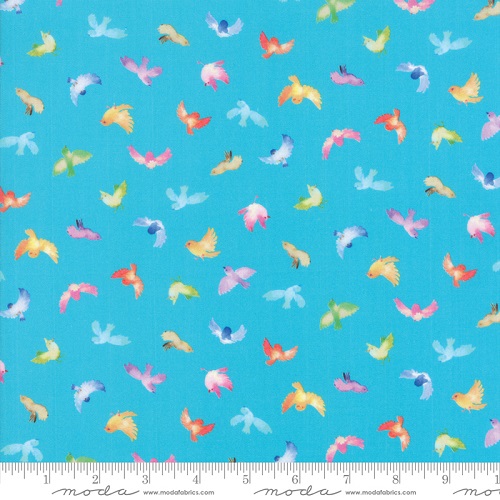 Moda - Flights of Fancy - Little Birdies, Turquoise