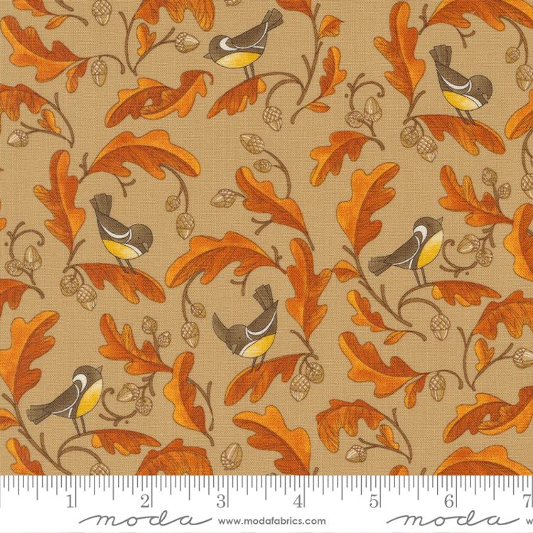 Moda - Forest Frolic - Chickadees & Acorns, Caramel