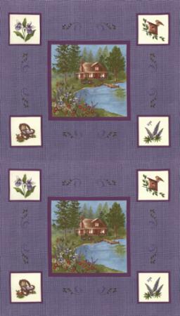 Moda - Lady Slipper Lodge - 24' Panel, Lavender