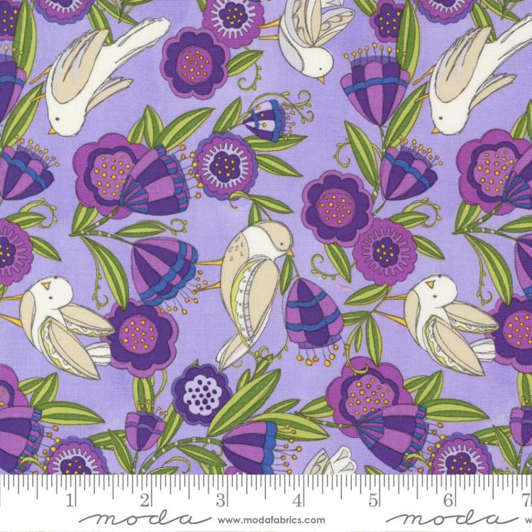 Moda - Pansy's Posies - Birds & Posies, Lavender