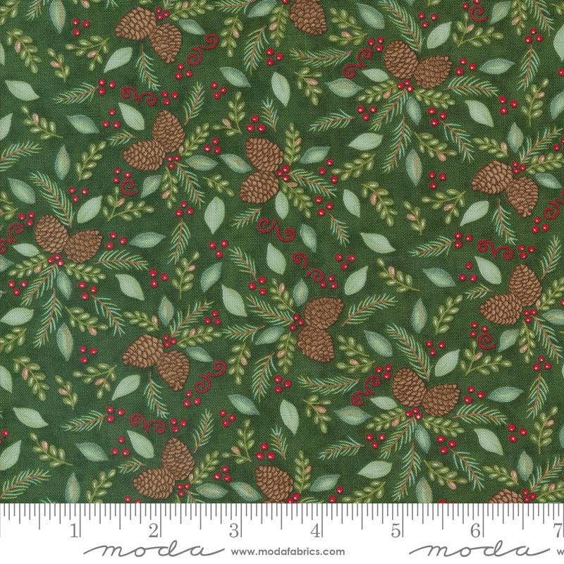 Moda - Woodland Winter - Pinecones & Berries, Pine Green