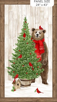 Northcott - Beary Merry Christmas - 24' Bear Tree Panel, White