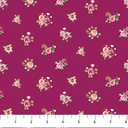 Northcott - Blush - Mini Floral Spot, Magenta