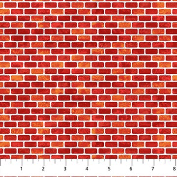 Northcott - Build Your Own World - Brick Wall, Red