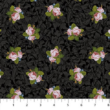 Northcott - Covent Garden - Rose Bud, Black/Multi