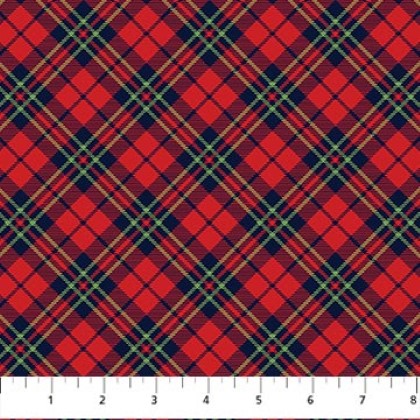 Northcott - Farmstead Friends - Diagonal Plaid, Red