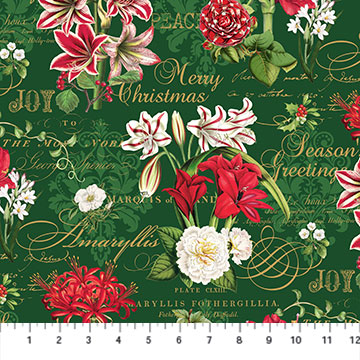 Northcott - Merry Christmas - Feature Christmas Floral, Pine