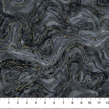 Northcott - Midas Touch - Abstract Swirls, Black