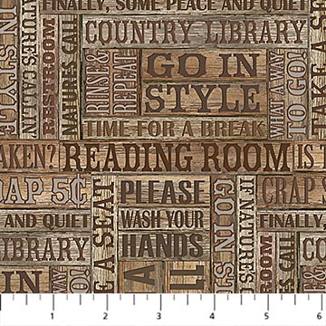 Northcott - Nature's Calling - Reading Room Words, Brown