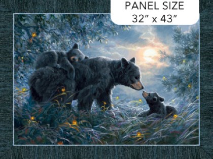 Northcott - Naturescapes: Moonlight Kisses - 32' Bear Panel, Dark Blue