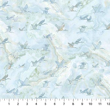 Northcott - New Dawn - Birds in Flight, Light Blue