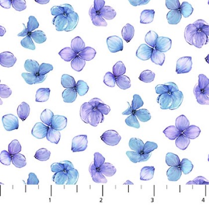 Northcott - Rhapsody in Blue - Tossed Petals, Blue/Purple