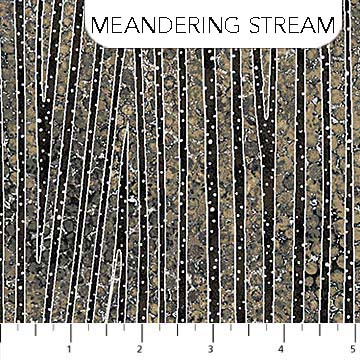 Northcott - Shimmer Metallic - Meandering Stream, Black Earth