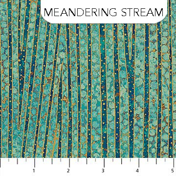 Northcott - Shimmer Metallic - Meandering Stream, Lagoon