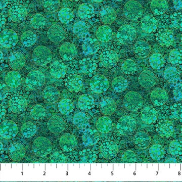 Northcott - Shimmer Paradise - Flower Puffs, Green