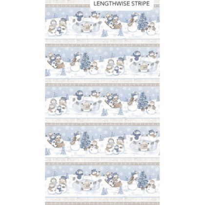 Northcott - Snow Much Fun Flannel - Border Stripe, Light Blue