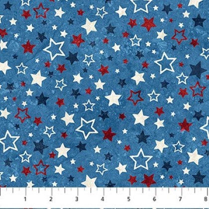 Northcott - Stonehenge Stars & Stripes 12 - Multi Stars, Blue