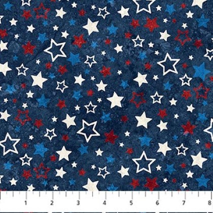 Northcott - Stonehenge Stars & Stripes 12 - Multi Stars, Navy