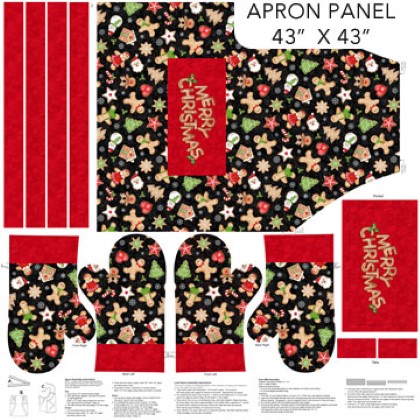 Northcott - Sugar Coated - 43' x 43' Adult Apron Panel, Red