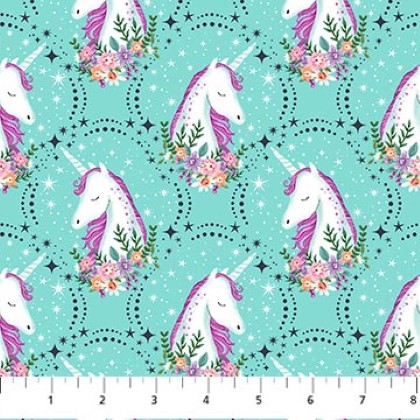 Northcott - Unicorn Dreams - Pretty Unicorns, Turquoise